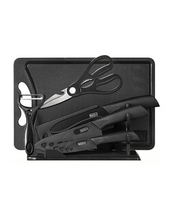 Foto 2 | Foto 2 | Juego De Cuchillos 10 Pz Cocina Acero Inoxidable Y Tabla Para Picar + Gratis Termo Güish De Regalo