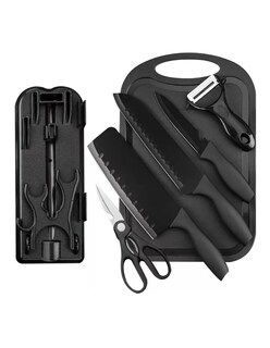 Foto 3 | Foto 3 | Juego De Cuchillos 10 Pz Cocina Acero Inoxidable Y Tabla Para Picar + Gratis Termo Güish De Regalo