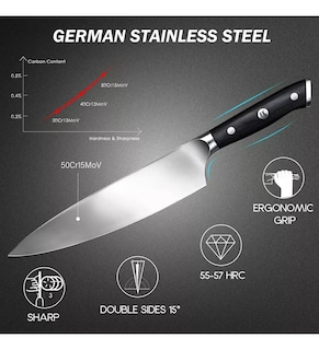 Foto 3 | Foto 3 | Xtellar Cuchillo Profesional De Cocina De 20cm En Acero Inoxidable Superior, Chef Premium
