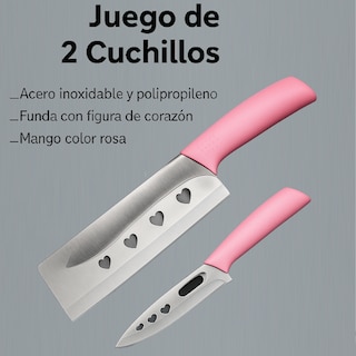 Foto 2 | Foto 2 | Juego Set De 2 Cuchillos Para Cocina Acero Inoxidable Color Rosa