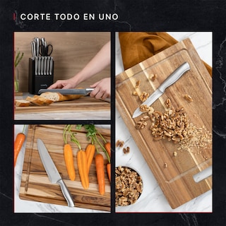 Foto 5 | Foto 5 | Juego De Cuchillos Cookify Acero Inoxidable  Platedo  Base De Madera Con Afilador  15 Piezas