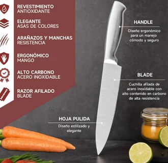 Foto 4 | Foto 4 | Xtellar Juego De Cuchillos Profesionales De Cocina Premium De 8 Piezas En Base Elegante