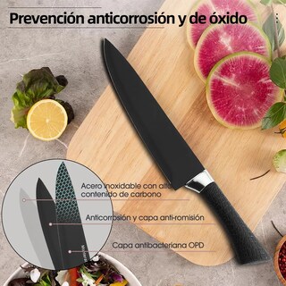 Foto 4 | Foto 4 | Juego De 10 Cuchillos Profesionales Con Base Eo Safe Imports Esi-20716 Negro