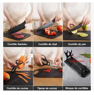 Foto 2 | Foto 2 | Juego De Cuchillos De Cocina 7 Piezas Acero Inoxidable