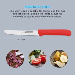 Foto 3 | Foto 3 | Cuchillo Para Tomates Messermeister Rojo De 11 5 Cm Con Funda De Acero Alemán - Venta Internacional.