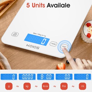 Foto 5 | Foto 5 | Báscula De Cocina Koios K7h Digital Para Alimentos Con Pantalla Lcd  15 Kg/33 Libras  Color Blanco - Venta Internacional.