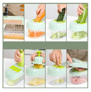 Foto 3 | Foto 3 | Rallador Cortador Rebanador Picador Manual De Verduras Fruta Verde/transparente