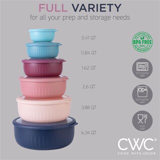 Foto 3 | Foto 3 | Set De Cuencos Prep Cook With Color, Para Mezclar, Con Tapas, 12 Unidades - Venta Internacional.