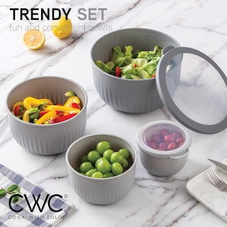 Foto 2 | Foto 2 | Set De Cuencos Profundos Prep Bowls Cook With Color Para Mezclar Con Tapa, Color Gris - Venta Internacional.