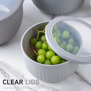 Foto 3 | Foto 3 | Set De Cuencos Profundos Prep Bowls Cook With Color Para Mezclar Con Tapa, Color Gris - Venta Internacional.