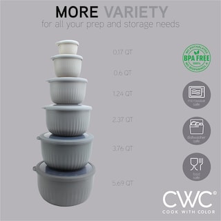 Foto 4 | Foto 4 | Set De Cuencos Profundos Prep Bowls Cook With Color Para Mezclar Con Tapa, Color Gris - Venta Internacional.