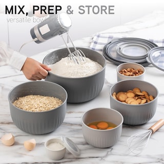 Foto 5 | Foto 5 | Set De Cuencos Profundos Prep Bowls Cook With Color Para Mezclar Con Tapa, Color Gris - Venta Internacional.