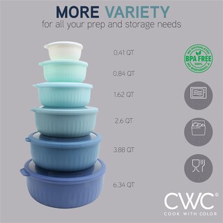 Foto 3 | Foto 3 | Set De Cuencos Anchos Para Mezclar Prep Bowls Cook With Color Con Tapas Azules - Venta Internacional.
