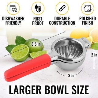 Foto 3 | Foto 3 | Exprimidor de Limón Zulay Kitchen de Acero Inoxidable con Asas de Silicona Roja - Venta Internacional