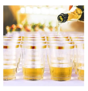 Foto 3 | Foto 3 | Vasos Elegantes Desechables De Plástico 12 Oz De Fiesta 100 Pzs, Dorado/transparente