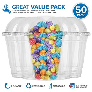 Foto 3 | Foto 3 | Vasos De Plástico Para Postres Stock Your Home 350 Ml Con Tapas (juego De 50) - Venta Internacional.