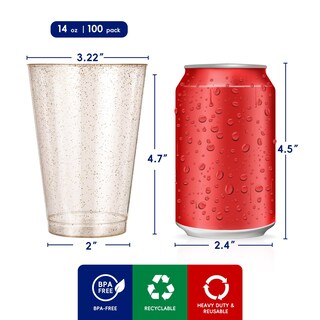 Foto 2 | Foto 2 | Vasos De Plástico Jolly Chef  14 Onzas  Purpurina Dorada  Paquete De 100 - Venta Internacional.