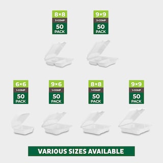 Foto 3 | Foto 3 | Recipientes Compostables Para Alimentos Freshware 8 X 8 Unidades 50 Unidades - Venta Internacional.