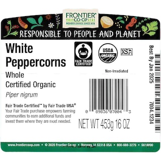 Foto 2 | Foto 2 | Peppercorns Frontier Co-op Blanco Entero Orgánico 454 G - Venta Internacional.