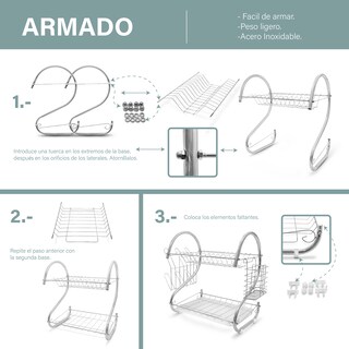 Foto 5 | Foto 5 | Escurridor para Trastes Andromeda Inc 2 Niveles color Cromado