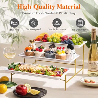 Foto 5 | Foto 5 | Bandeja Lifewit De Plástico Con 3 Niveles Para Fiestas, 35,5 X 21 Cm, Color Blanco - Venta Internacional.