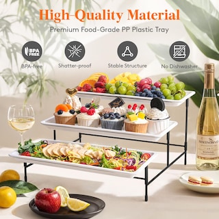 Foto 5 | Foto 5 | Bandeja Para Servir Lifewit De Plástico De 3 Niveles Con Soporte De Metal, Color Blanco - Venta Internacional.