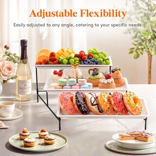 Foto 7 | Foto 7 | Bandeja Para Servir Lifewit De Plástico De 3 Niveles Con Soporte De Metal, Color Blanco - Venta Internacional.