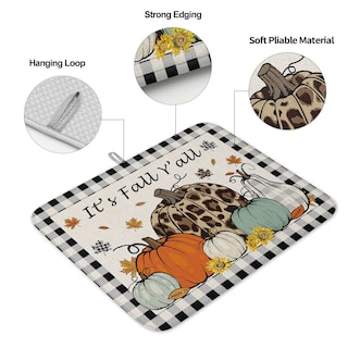 Foto 3 | Foto 3 | Alfombrilla Para Secar Platos Loopop, Otoño, Acción De Gracias, Calabaza, 45 X 60 Cm - Venta Internacional.
