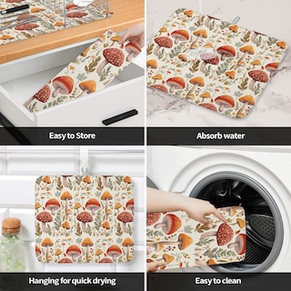 Foto 4 | Foto 4 | Tapete Para Secar Platos Loopop, Absorbente De Hongos, Otoño Y Acción De Gracias - Venta Internacional.