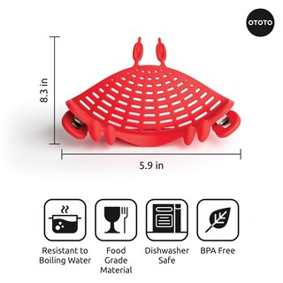 Foto 7 | Foto 7 | Colador Con Clip Ototo Crabby De Silicona Y Acero Inoxidable Color Rojo - Venta Internacional.