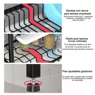 Foto 4 | Foto 4 | Escurridor Acero Carbono Platos 3 Niveles Gran Capacidad Belug Color Negro