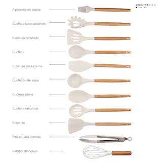 Foto 4 | Foto 4 | KOCHSTELLE Juego de Utensilios de Cocina Color Blanco, Silicón con Madera 13 piezas