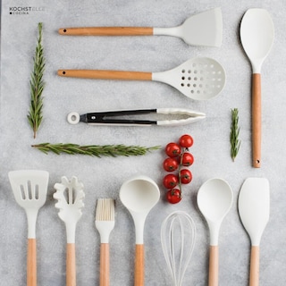 Foto 5 | Foto 5 | KOCHSTELLE Juego de Utensilios de Cocina Color Blanco, Silicón con Madera 13 piezas