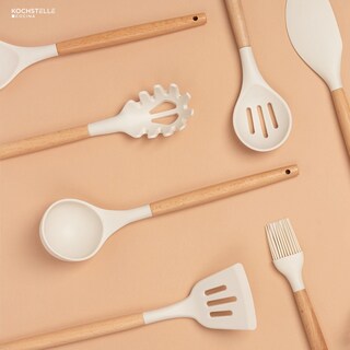 Foto 7 | Foto 7 | KOCHSTELLE Juego de Utensilios de Cocina Color Blanco, Silicón con Madera 13 piezas