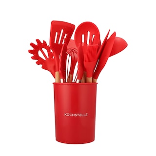Foto 1 | Foto 1 | KOCHSTELLE Juego de Utensilios de Cocina Color Rojo, Silicón con Madera 13 piezas
