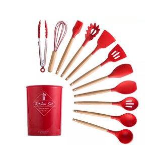 Foto 2 | Foto 2 | Juego Utensilios de Cocina Shop Mall color Rojo de Silicona con 12 Piezas