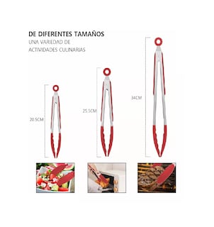 Foto 2 | Foto 2 | Pinzas de Cocina Silicona y Acero Inoxidable color Rojo