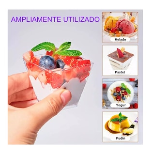 Foto 4 | Foto 4 | Vasos De Plástico Con Cucharas Para Postres, 100 Piezas Transparente