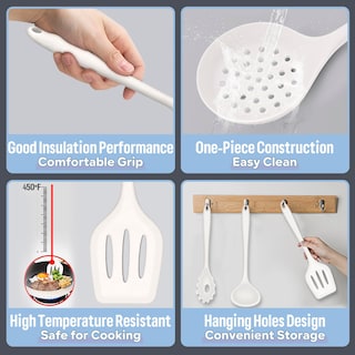 Foto 2 | Foto 2 | Juego De Utensilios De Cocina E-far 23 Piezas De Silicona Blanca Con Soporte - Venta Internacional.