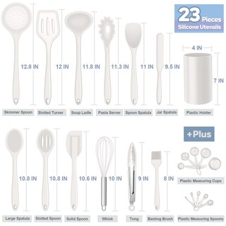Foto 3 | Foto 3 | Juego De Utensilios De Cocina E-far 23 Piezas De Silicona Blanca Con Soporte - Venta Internacional.
