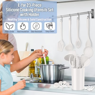 Foto 6 | Foto 6 | Juego De Utensilios De Cocina E-far 23 Piezas De Silicona Blanca Con Soporte - Venta Internacional.