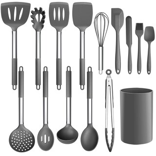Foto 1 | Foto 1 | Juego De Utensilios De Cocina Lianyu De 15 Piezas Con Soporte De Silicona Gris - Venta Internacional.