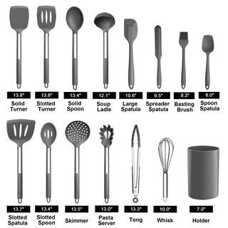 Foto 2 | Foto 2 | Juego De Utensilios De Cocina Lianyu De 15 Piezas Con Soporte De Silicona Gris - Venta Internacional.