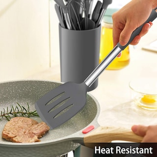 Foto 5 | Foto 5 | Juego De Utensilios De Cocina Lianyu De 15 Piezas Con Soporte De Silicona Gris - Venta Internacional.