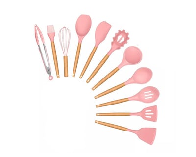 Foto 1 | Foto 1 | Utensilios Silicona 12 Set Cocina Espatulas Rosa