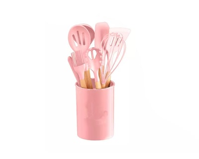 Foto 3 | Foto 3 | Utensilios Silicona 12 Set Cocina Espatulas Rosa