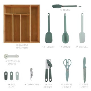 Foto 2 | Foto 2 | Juego De Utensilios De Cocina Cook With Color Bamboo, 18 Piezas Con Organizador - Venta Internacional.