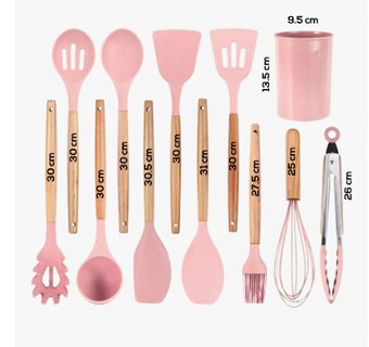 Foto 3 | Foto 3 | Utensilios De Cocina Para Reposteria Kit De 12 Piezas De Silicona Uso Profesional Xtellar Color Rosa