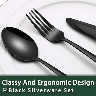 Foto 3 | Foto 3 | Juego De Cubiertos Ewfen De Acero Inoxidable Negro De 24 Piezas Para 4 - Venta Internacional.