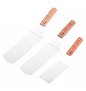 Foto 1 | Foto 1 | 3pcs Espátula Volteadora Cocina Plancha Acero Inoxidable Belug, Plateado Y Marrón